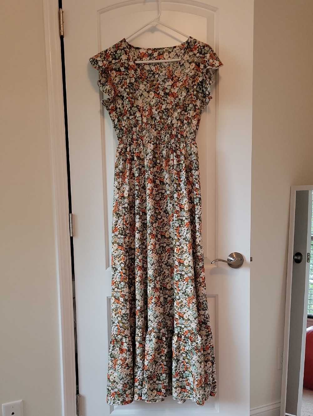 Shein Floral Maxi Dress in Teal and Rust Size S